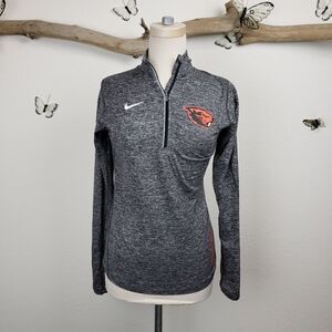 Nike dri fit 1/4 zip gray top beavers